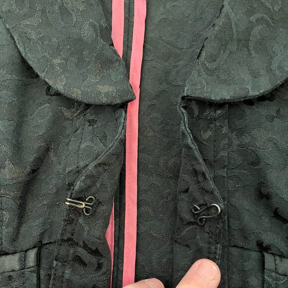 DKNY Jeans Black Damask Shawl Collar 3/4 Sleeve Blazer, Size Small - Picture 12 of 15